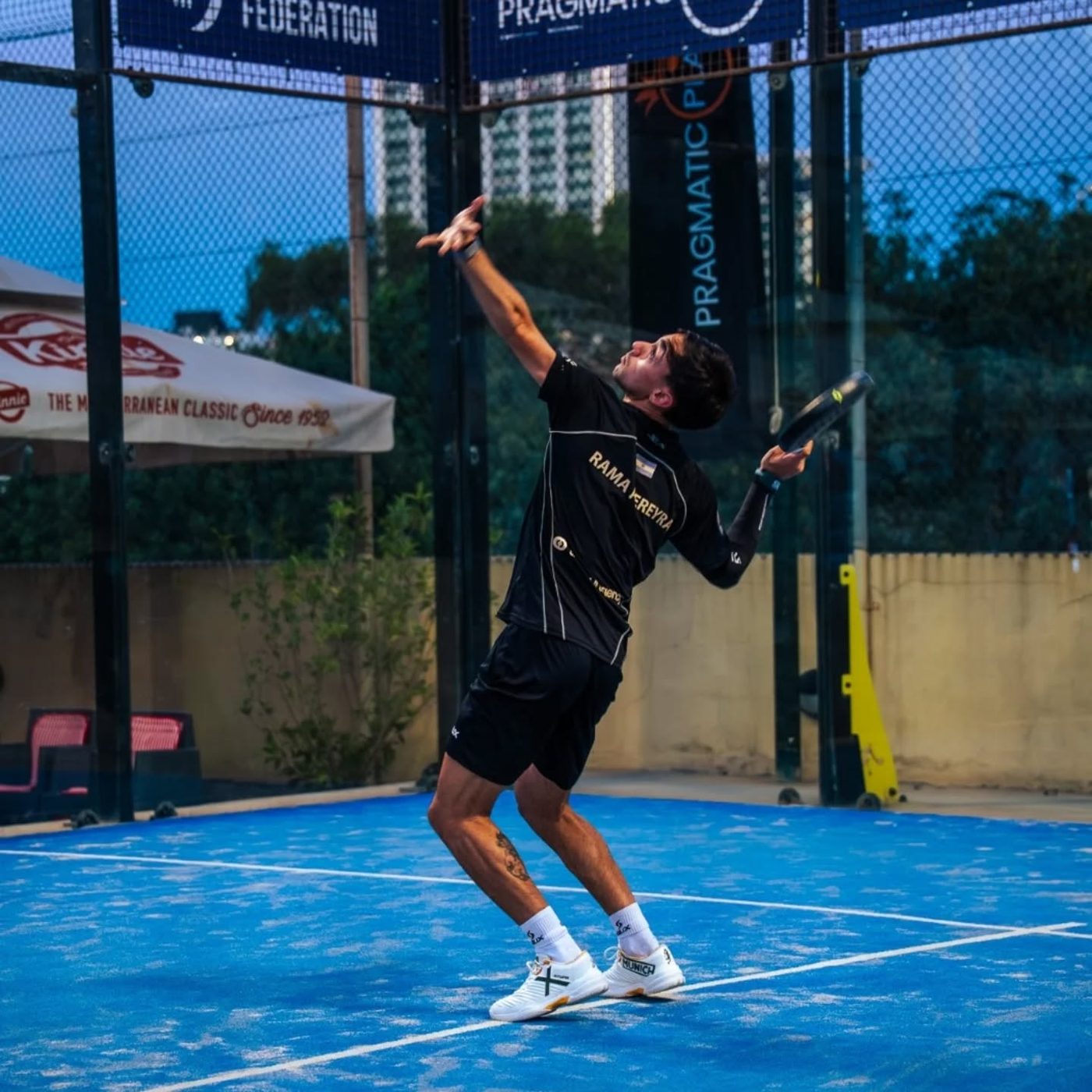 Player serving at the FIP Bronze Open Malta in Pembroke